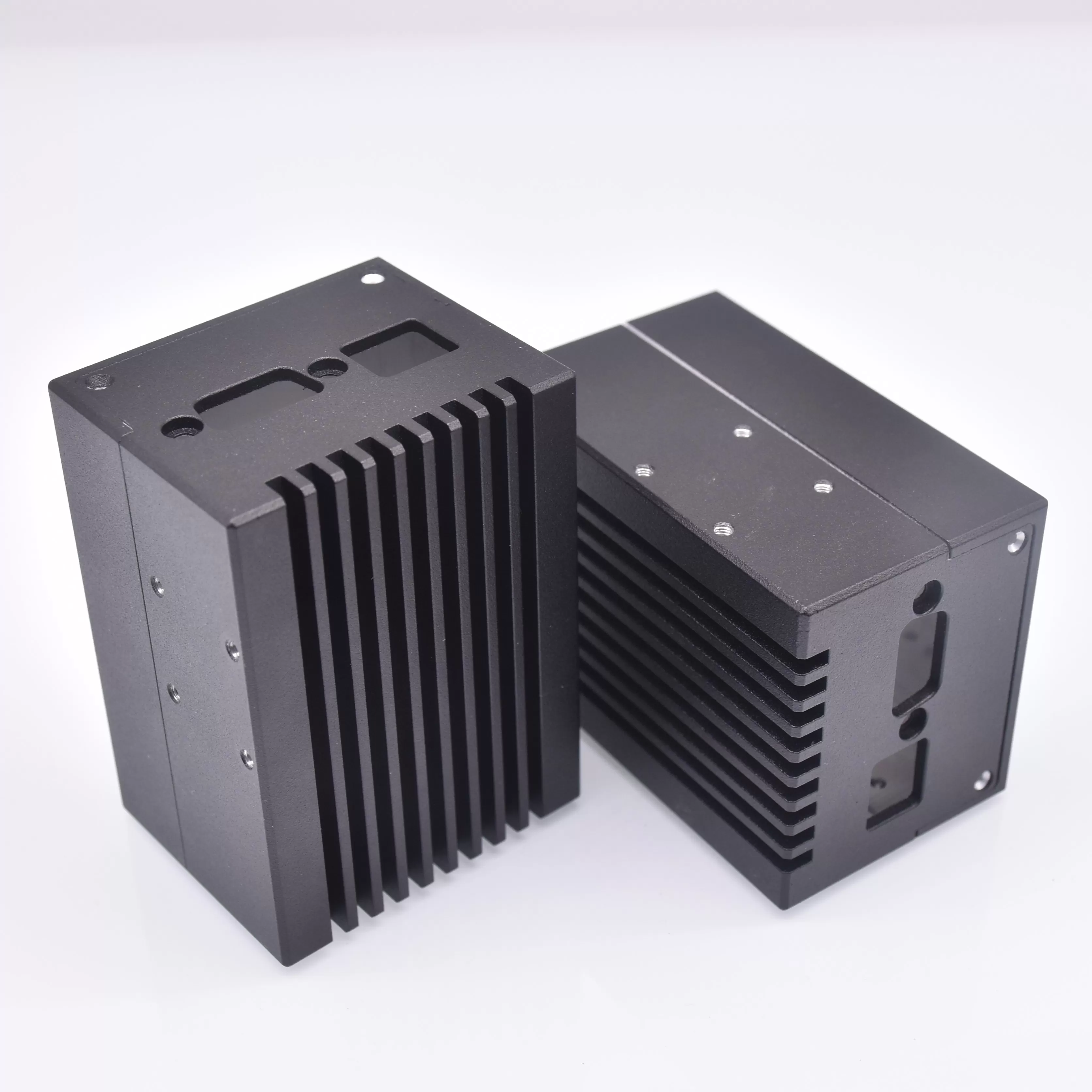 CNC machining black powder coated aluminum housing