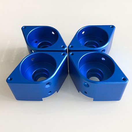 CNC machining aluminum block + blue anodized