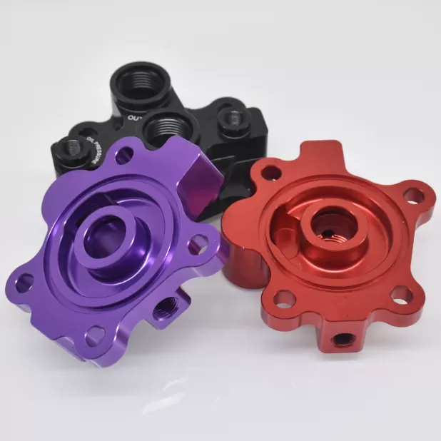 CNC machined red anodized aluminium automotive parts