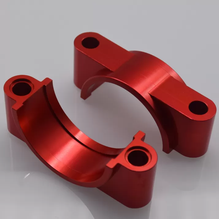 CNC machining aluminum part + red anodized