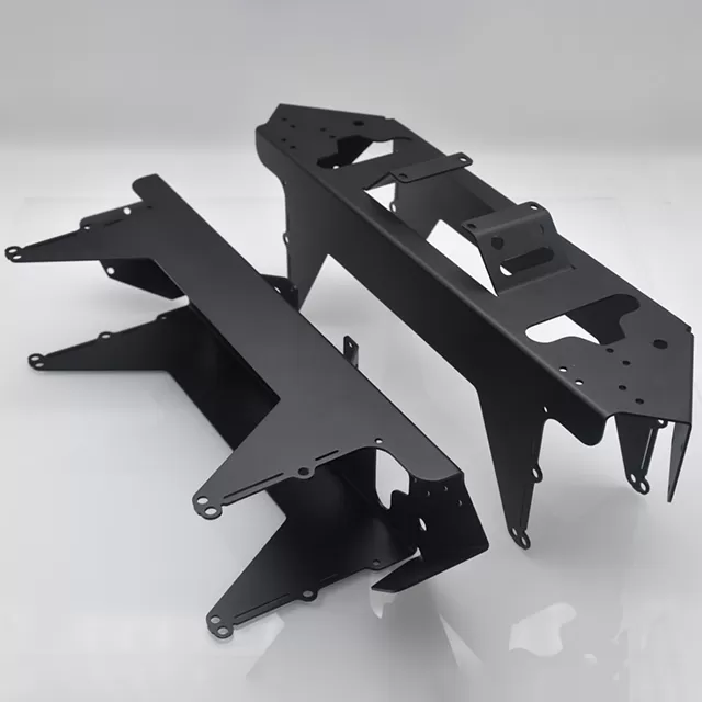 Laser cutting black anodized aluminum steel metal frame