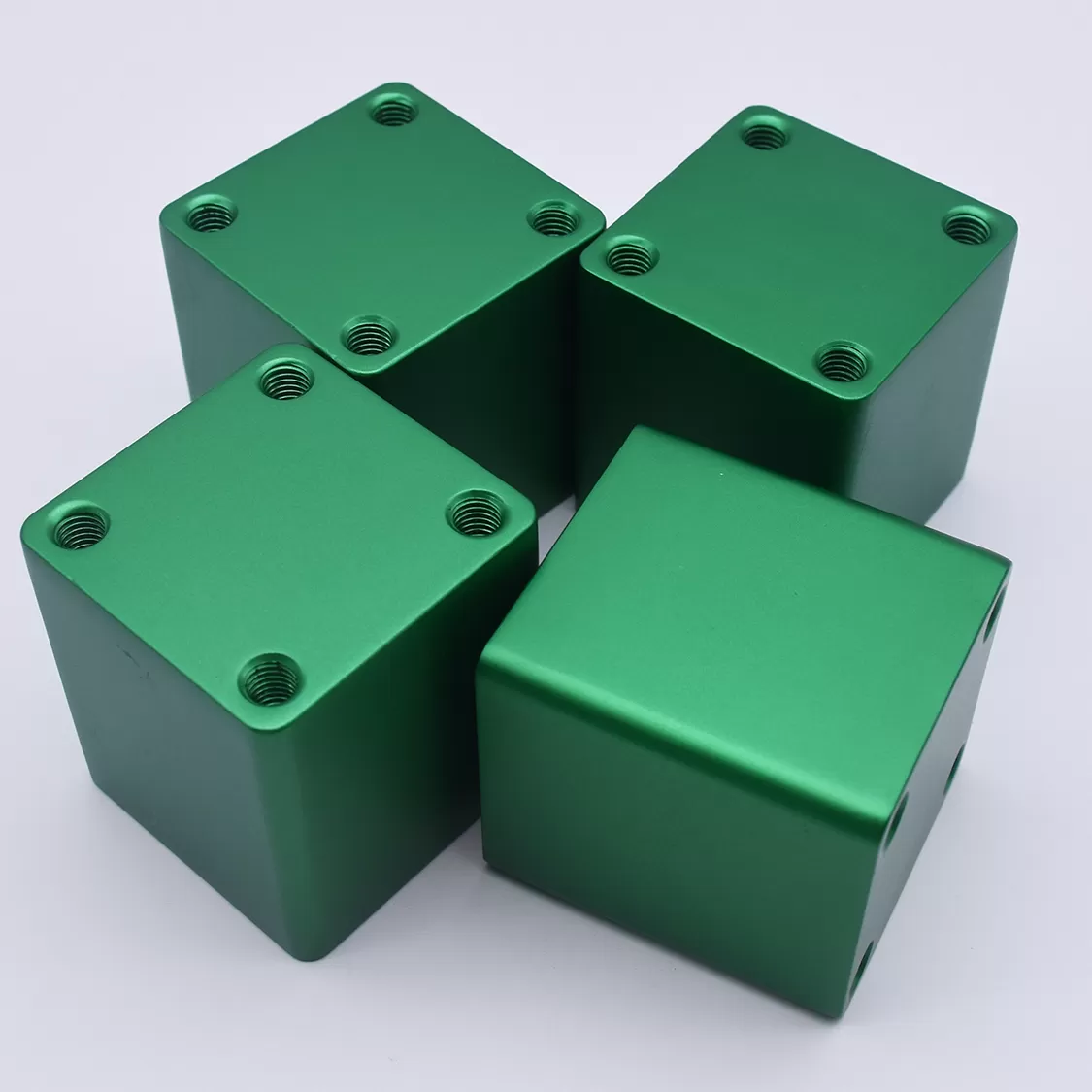 CNC machined green anodized aluminum block parts