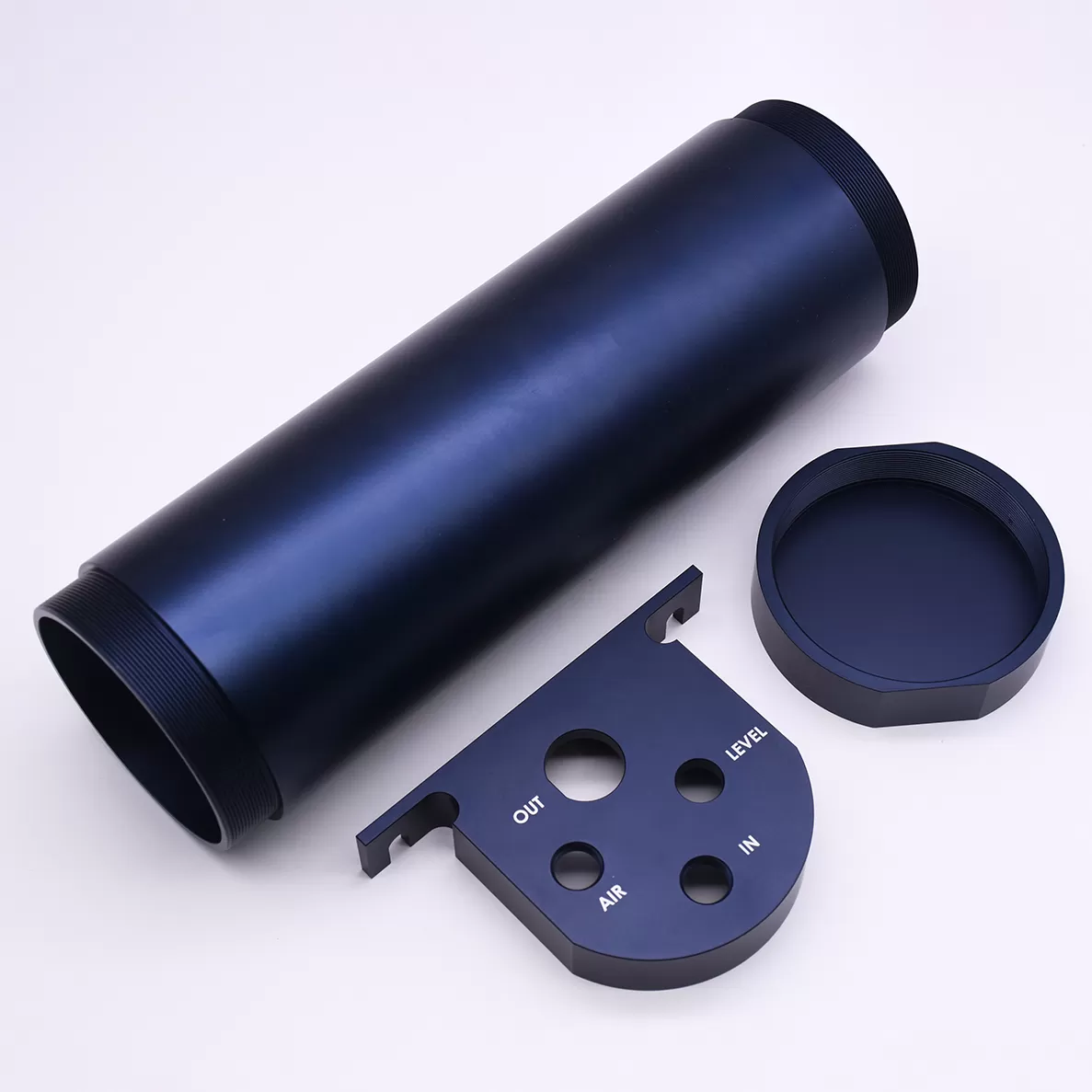 CNC Turning Blue Anodized Laser Marking Aluminum Cannister